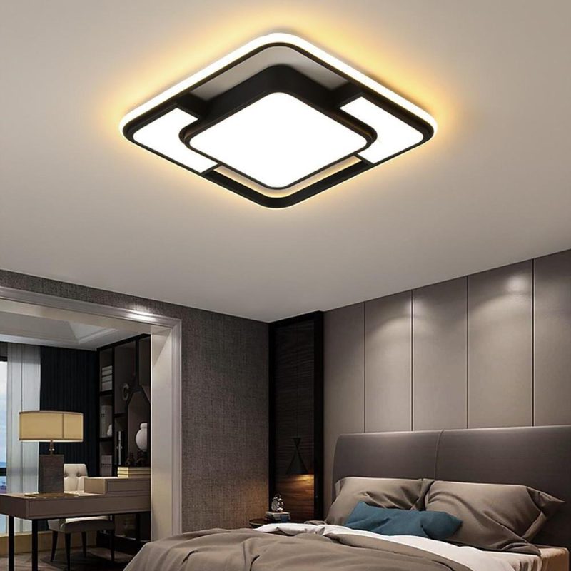 TRECH823263 Square LED Geometric Overlay Flush Mount Ceiling Light for Bedroom - Image 2