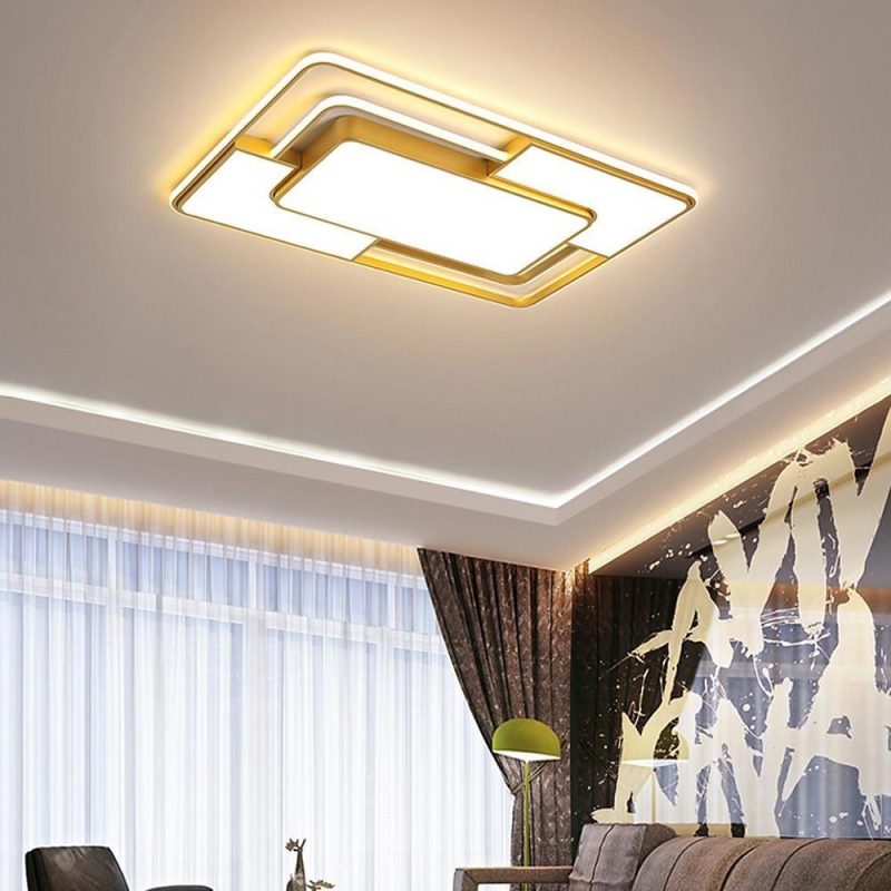 TRECH823263 Square LED Geometric Overlay Flush Mount Ceiling Light for Bedroom - Image 9