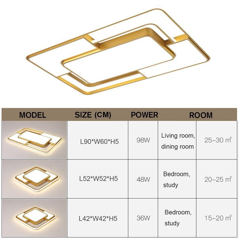 TRECH823263 Square LED Geometric Overlay Flush Mount Ceiling Light for Bedroom - Image 13