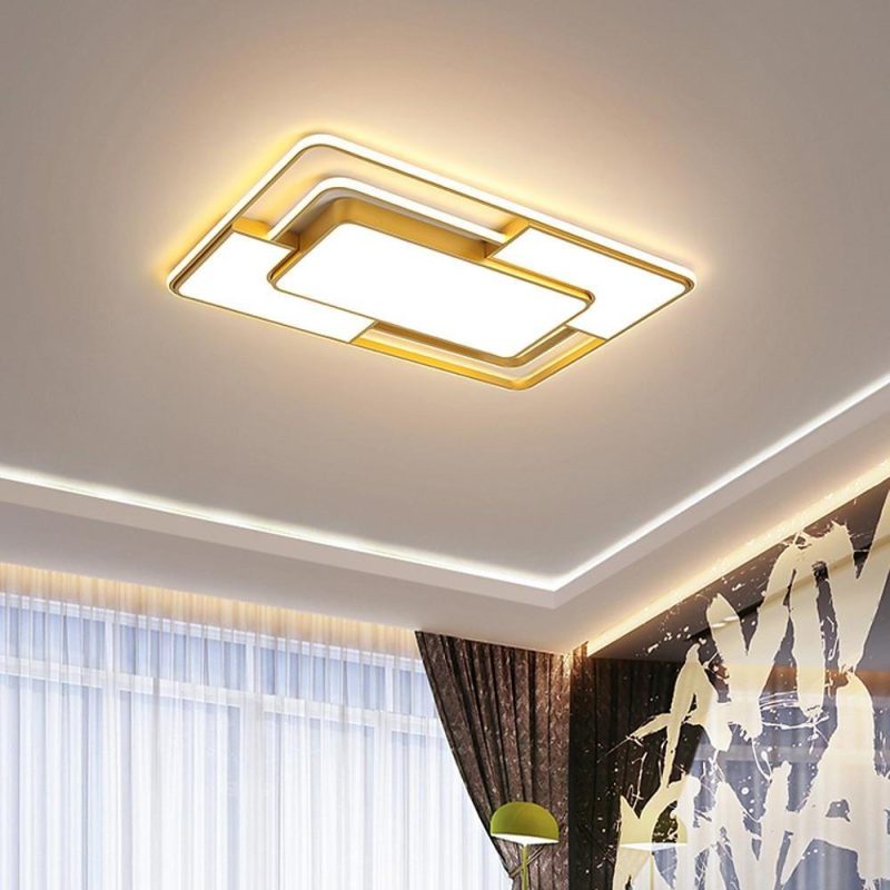 TRECH823263 Square LED Geometric Overlay Flush Mount Ceiling Light for Bedroom