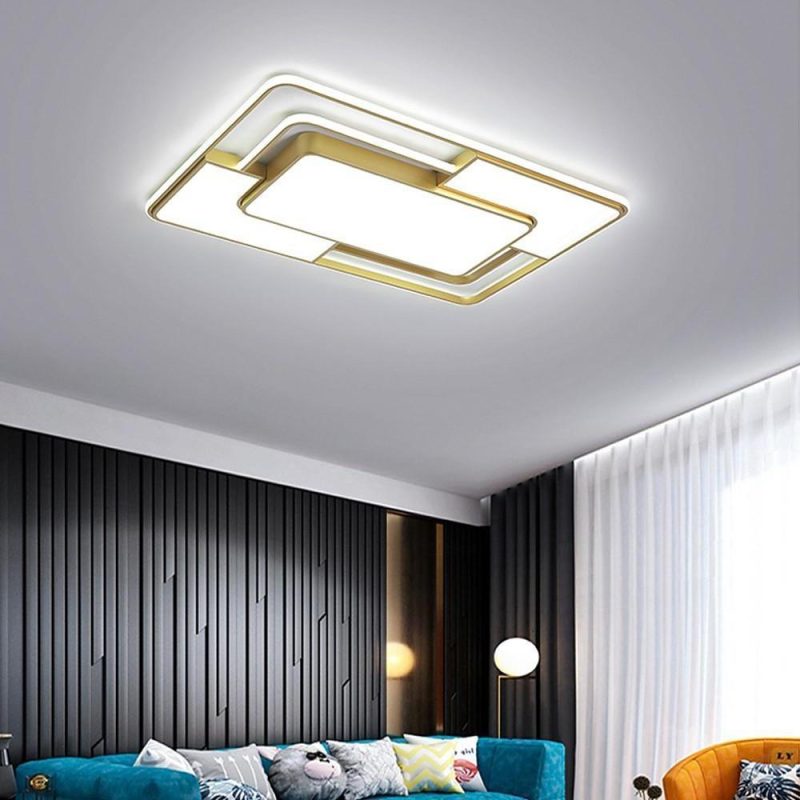 TRECH823263 Square LED Geometric Overlay Flush Mount Ceiling Light for Bedroom - Image 4