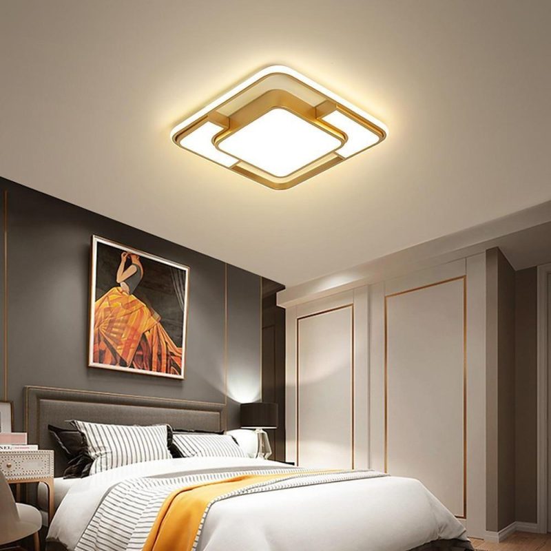 TRECH823263 Square LED Geometric Overlay Flush Mount Ceiling Light for Bedroom - Image 3